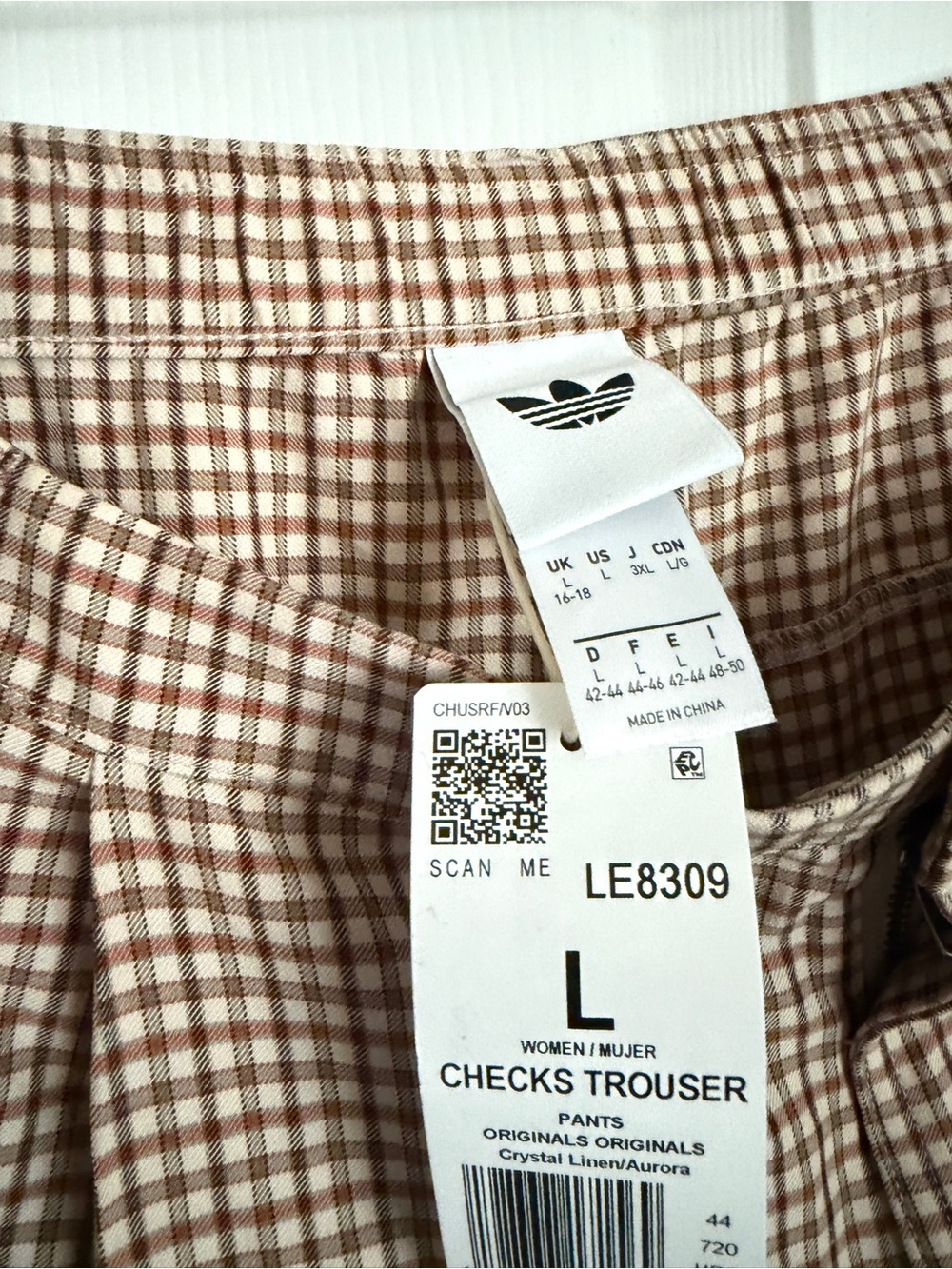 Brand New - adidas Originals Women's Wide Leg Checks Trouser - size Large - Picture 3 of 3